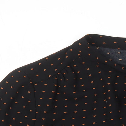 Womens UK Size 10 Warehouse Black Tunic Blouse