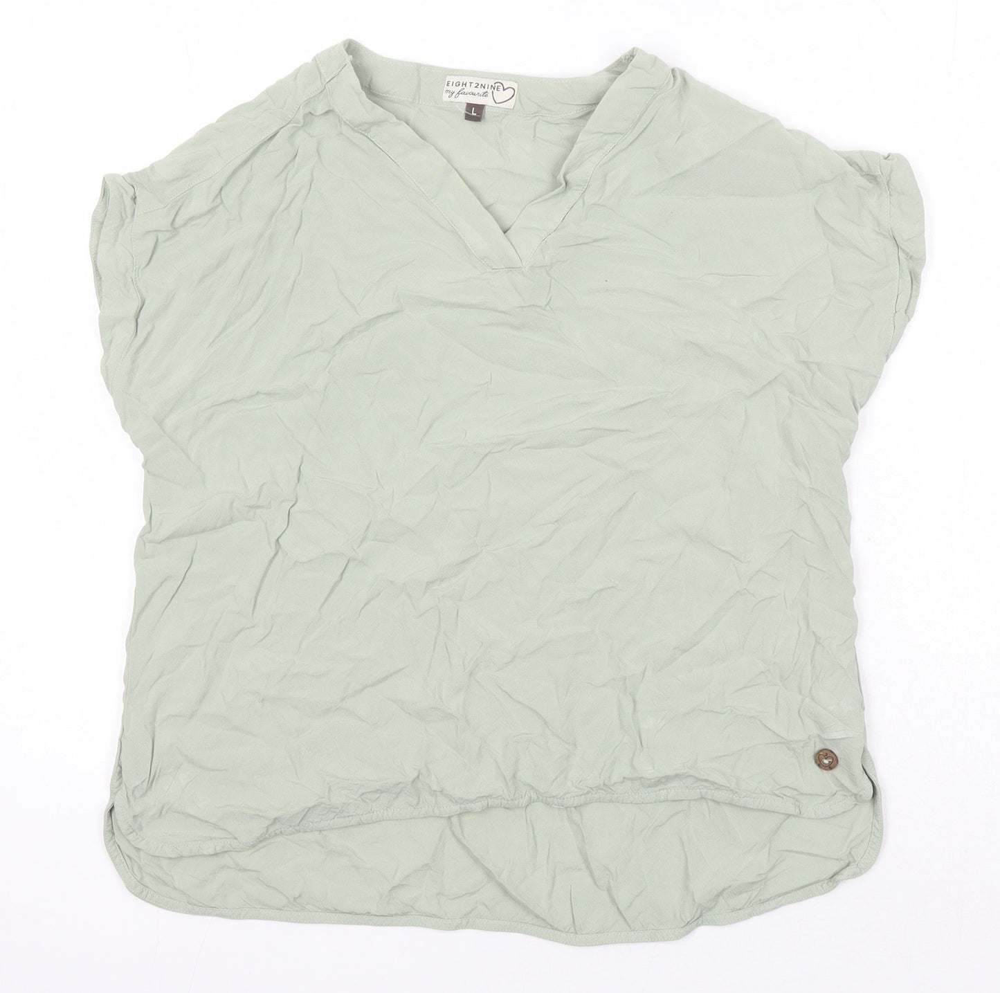 Eight2Nine Womens Gold Viscose Tunic Blouse Size L V-Neck