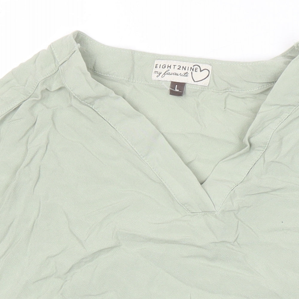 Eight2Nine Womens Gold Viscose Tunic Blouse Size L V-Neck