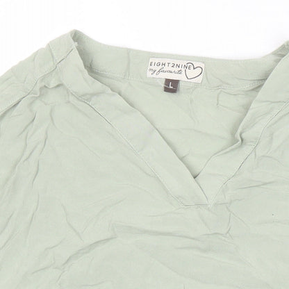 Eight2Nine Womens Gold Viscose Tunic Blouse Size L V-Neck