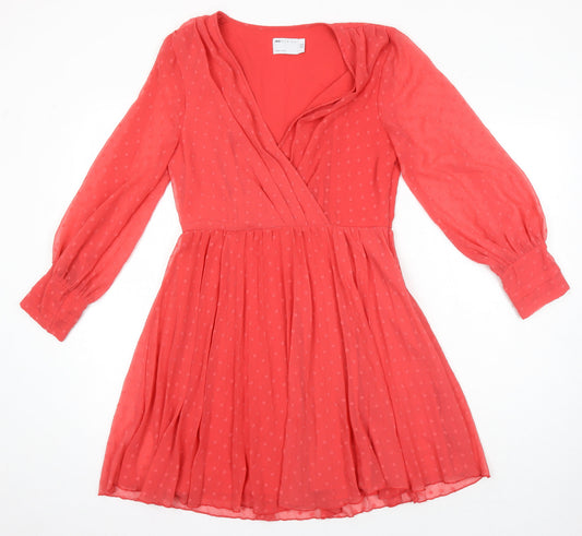 ASOS Womens Purple Polyester A-Line Size 12 V-Neck Zip