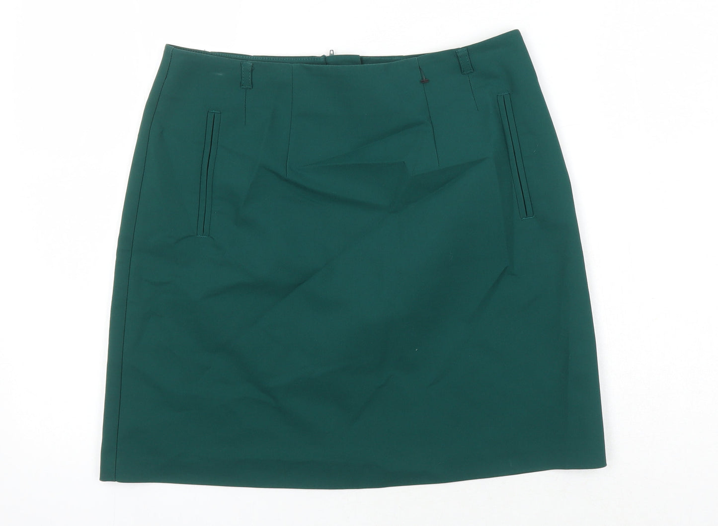 H&M Womens Gold Herringbone Polyester Mini Skirt Size 40 Zip