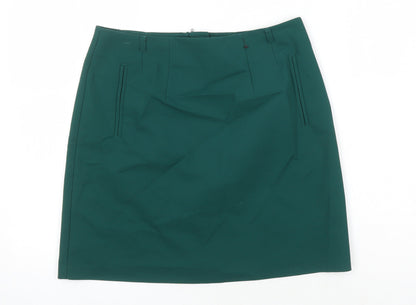 H&M Womens Gold Herringbone Polyester Mini Skirt Size 40 Zip