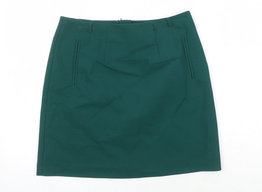 H&M Womens Gold Herringbone Polyester Mini Skirt Size 40 Zip