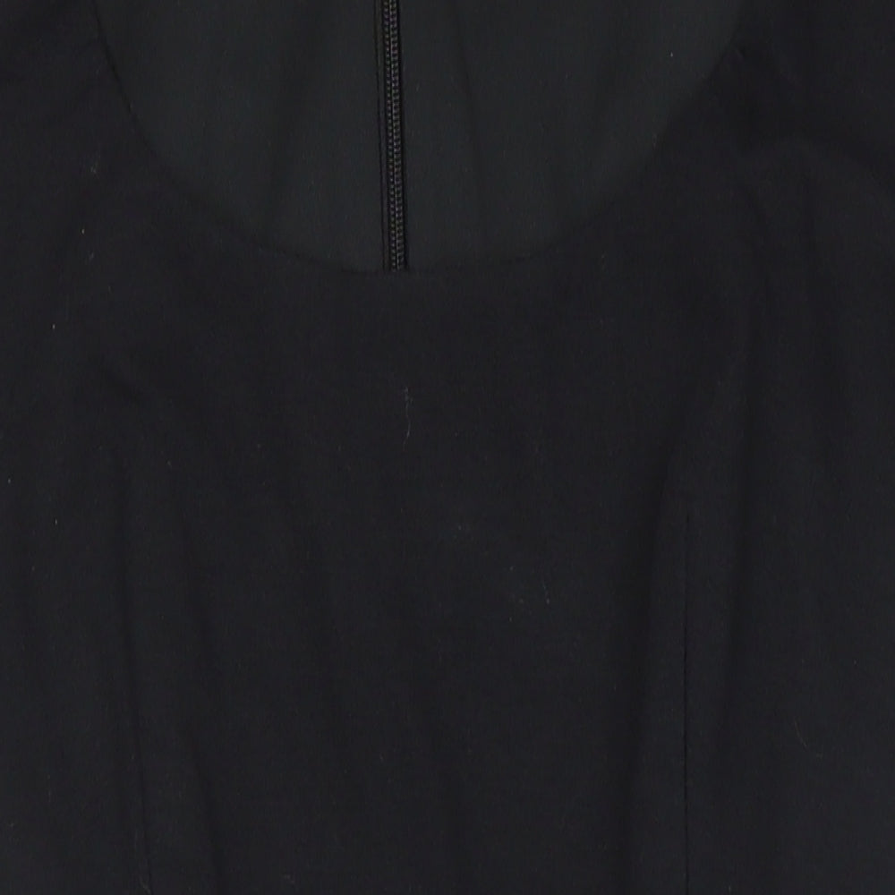 French Connection Womens Black Houndstooth Cotton Pencil Dress Size 8 Scoop Neck