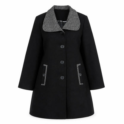 Autonomy Womens Black Overcoat Coat Size 12 Button