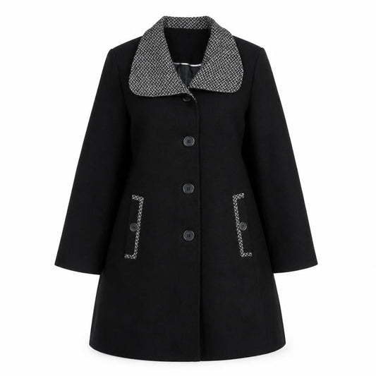 Autonomy Womens Black Overcoat Coat Size 12 Button