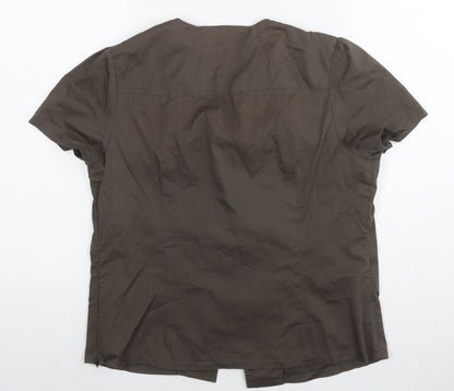 Bega Womens Brown Polyester Basic Blouse Size XL Round Neck