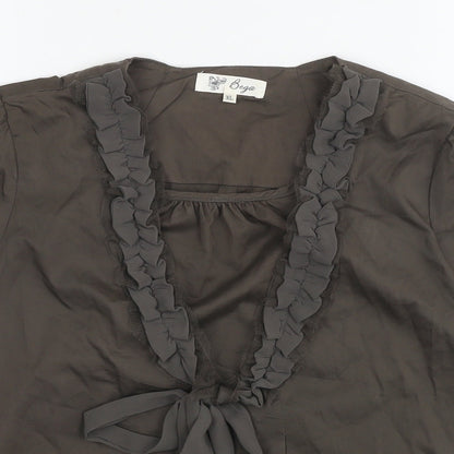 Bega Womens Brown Polyester Basic Blouse Size XL Round Neck