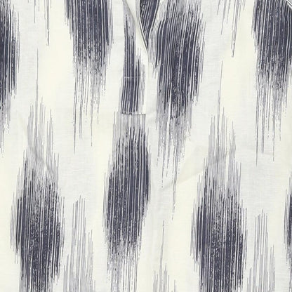 Marks and Spencer Womens White Geometric Linen Maxi Size 10 V-Neck Pullover