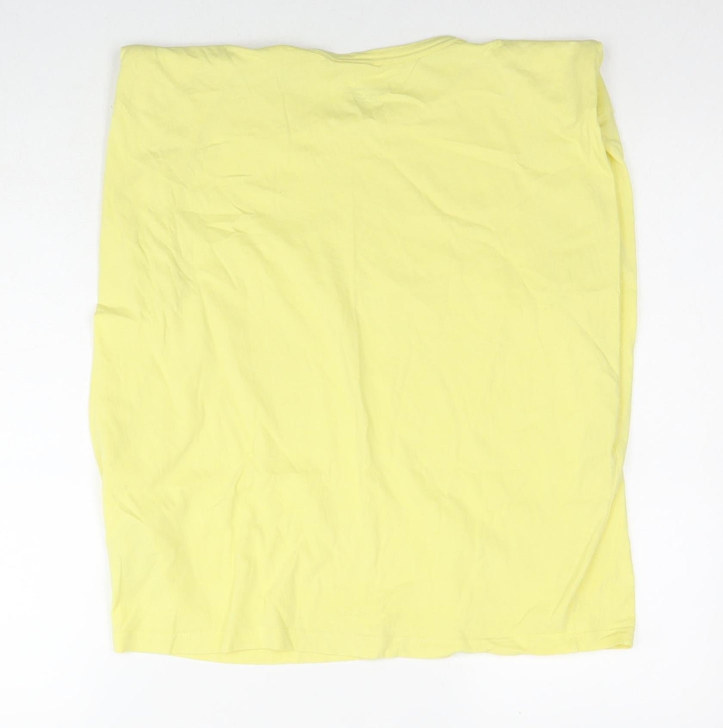 French Connection Womens Yellow Cotton Basic T-Shirt Size M Round Neck - Shoulder Pads