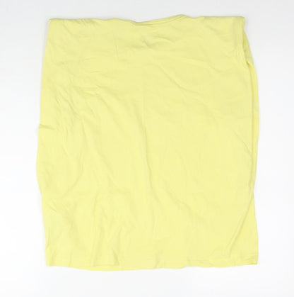 French Connection Womens Yellow Cotton Basic T-Shirt Size M Round Neck - Shoulder Pads