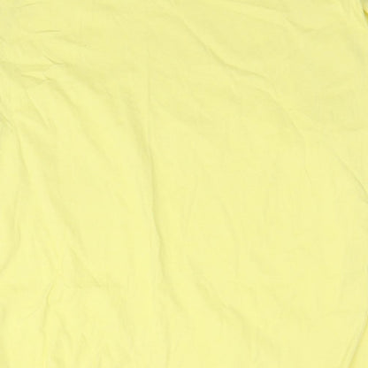 French Connection Womens Yellow Cotton Basic T-Shirt Size M Round Neck - Shoulder Pads