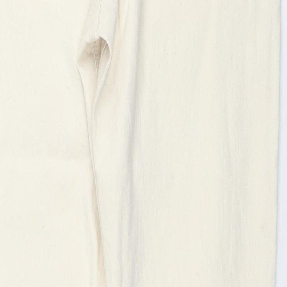 Marks and Spencer Mens Ivory Cotton Tapered Jeans Size 34 in L33 in Regular Zip