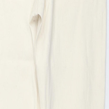 Marks and Spencer Mens Ivory Cotton Tapered Jeans Size 34 in L33 in Regular Zip