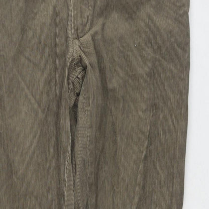 Marks and Spencer Mens Brown Cotton Trousers Size 32 in L23 in Regular Zip - Customized Lenght