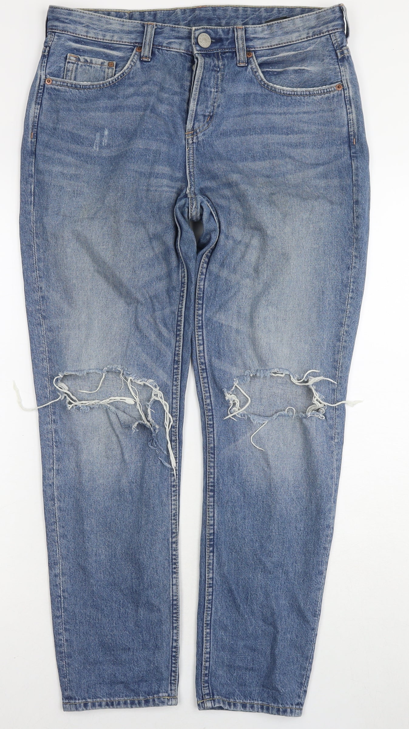 Womens UK Size 26 in H&M Regular Fit Boyfriend Blue Jeans