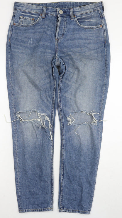 Womens UK Size 26 in H&M Regular Fit Boyfriend Blue Jeans