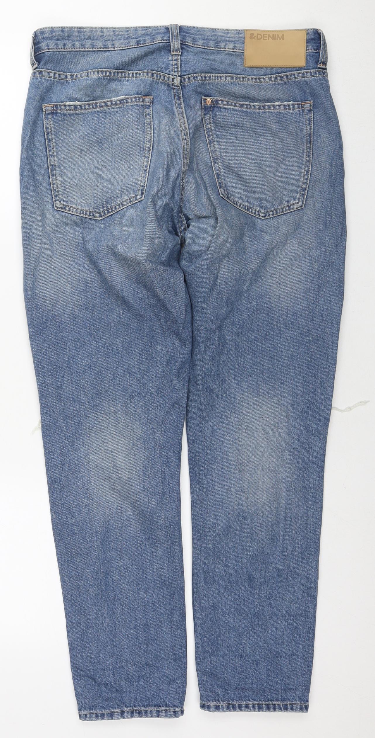 Womens UK Size 26 in H&M Regular Fit Boyfriend Blue Jeans