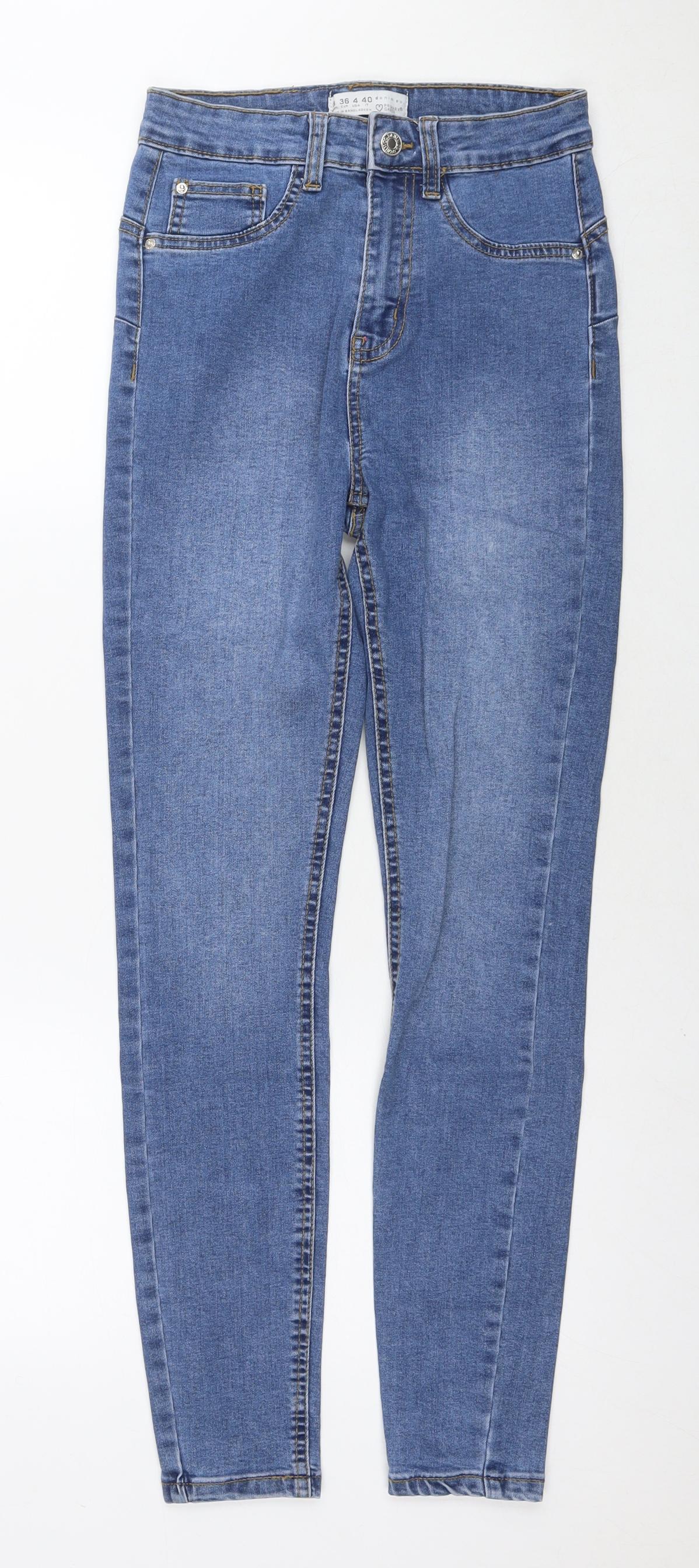 Denim & Co. Womens Blue Cotton Skinny Jeans Size 8 L28 in Regular Zip