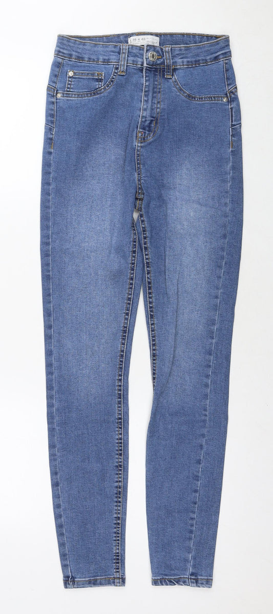 Denim & Co. Womens Blue Cotton Skinny Jeans Size 8 L28 in Regular Zip
