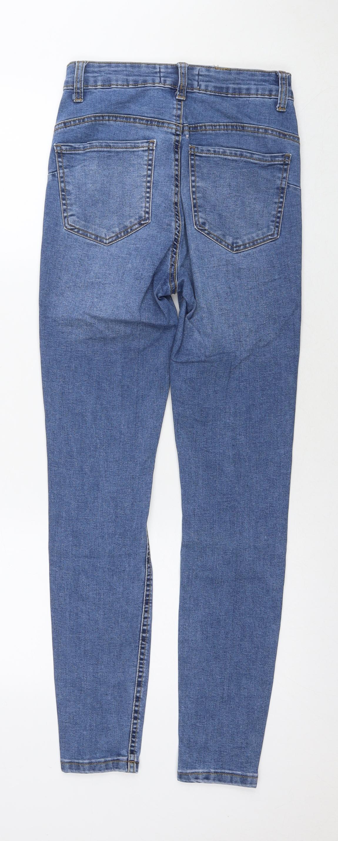 Denim & Co. Womens Blue Cotton Skinny Jeans Size 8 L28 in Regular Zip
