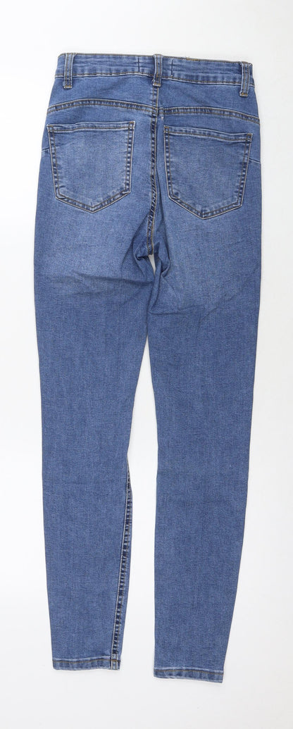 Denim & Co. Womens Blue Cotton Skinny Jeans Size 8 L28 in Regular Zip