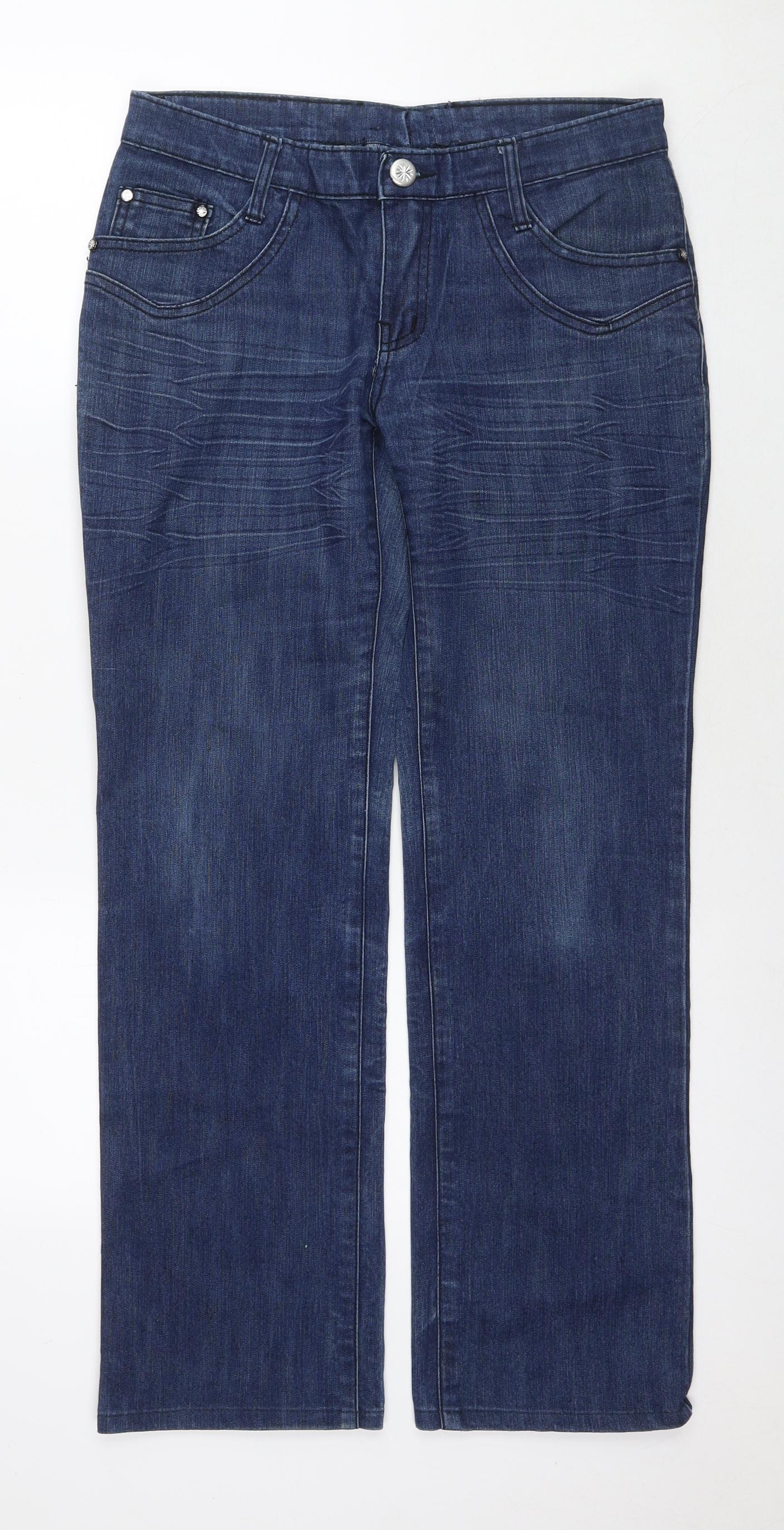 Quizhen Womens Blue Polyester Blend Straight Jeans Size 30 L30 in Regular Zip