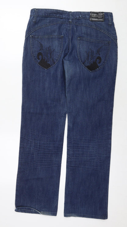 Quizhen Womens Blue Polyester Blend Straight Jeans Size 30 L30 in Regular Zip