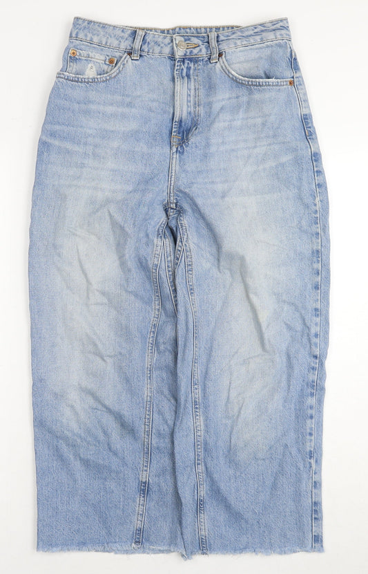 Topshop Womens Blue Cotton Cropped Jeans Size 28 in L30 in Regular Zip