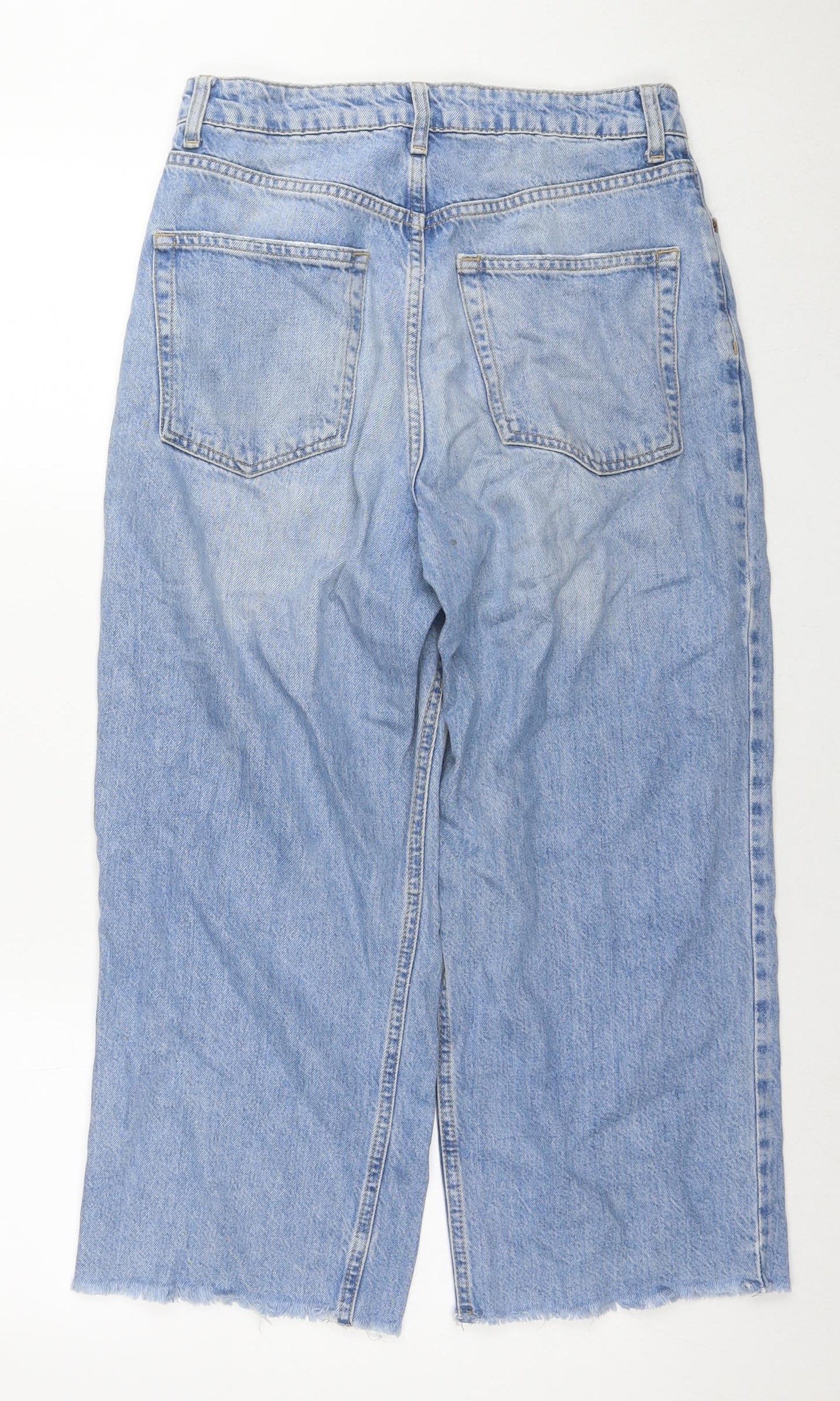 Topshop Womens Blue Cotton Cropped Jeans Size 28 in L30 in Regular Zip