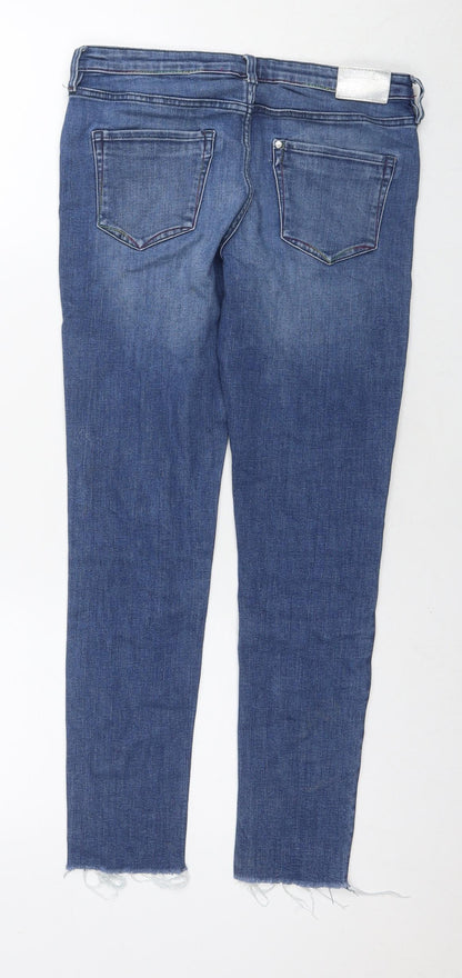 H&M Girls Blue Cotton Skinny Jeans Size 12-13 Years L25 in Regular Zip - Distressed