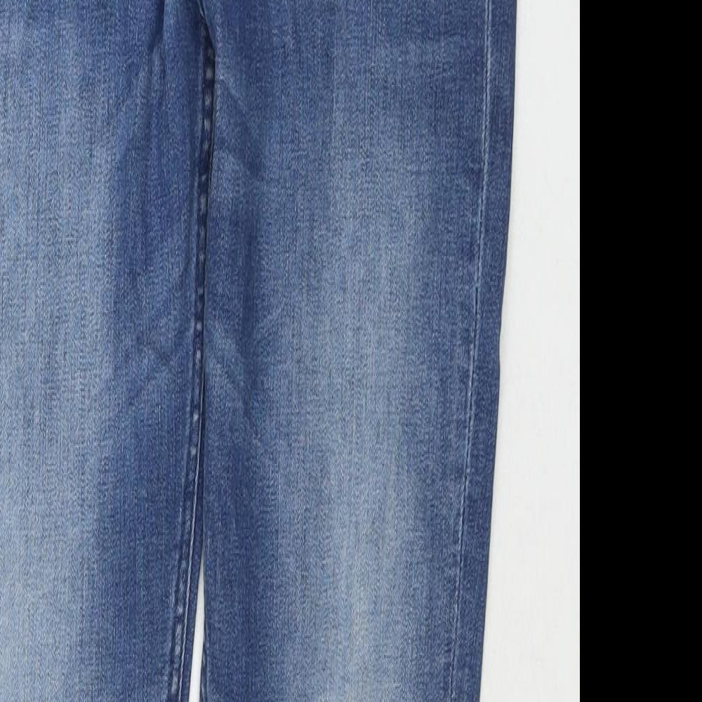 H&M Girls Blue Cotton Skinny Jeans Size 12-13 Years L25 in Regular Zip - Distressed