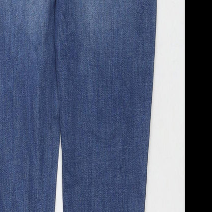 H&M Girls Blue Cotton Skinny Jeans Size 12-13 Years L25 in Regular Zip - Distressed