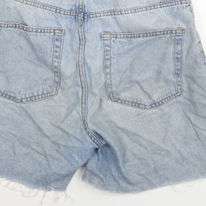Divided by H&M Womens Blue Cotton Mom Shorts Size 8 L6 in Regular Zip