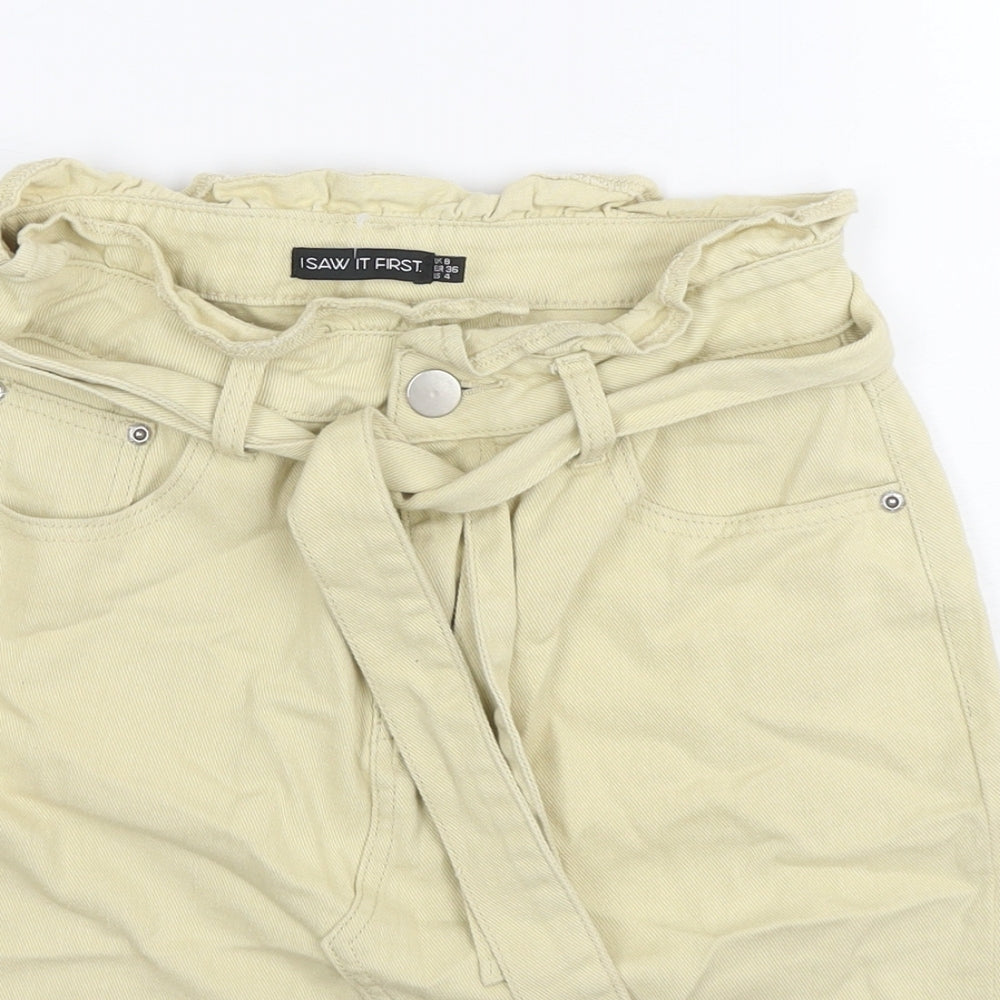 I SAW IT FIRST Womens Beige Cotton A-Line Skirt Size 8 Zip