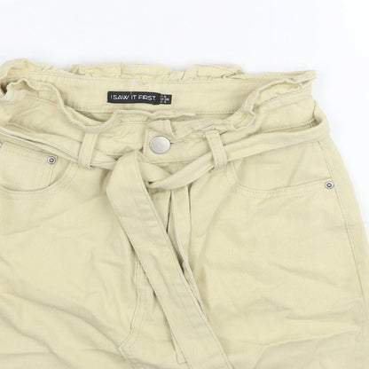 I SAW IT FIRST Womens Beige Cotton A-Line Skirt Size 8 Zip