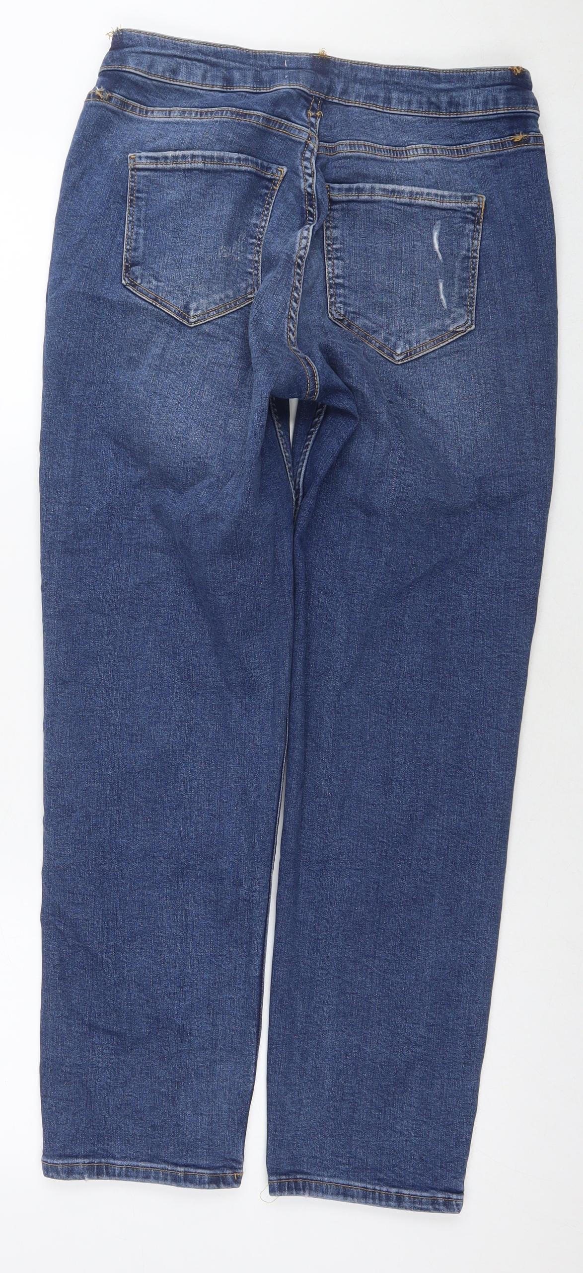 365 Denim Womens Blue Cotton Straight Jeans Size 14 L26 in Regular Zip