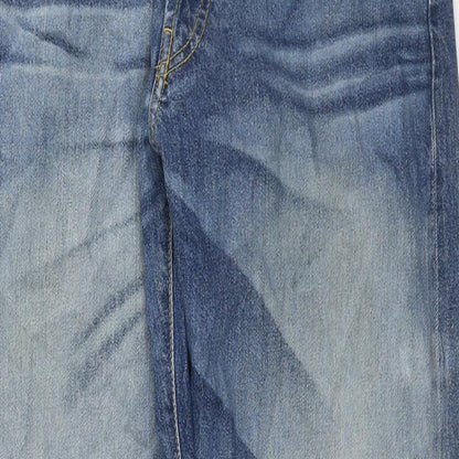 Zara Womens Blue Cotton Straight Jeans Size S L28 in Regular Zip