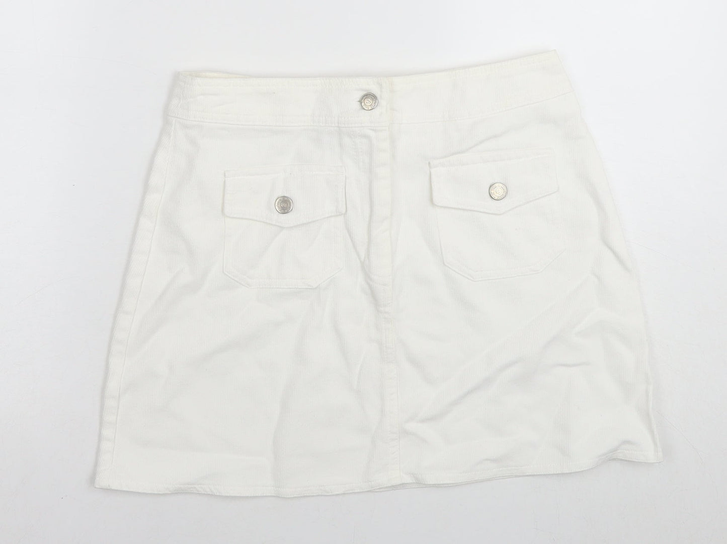 Suzie Womens White Cotton Mini Skirt Size 30 in Zip