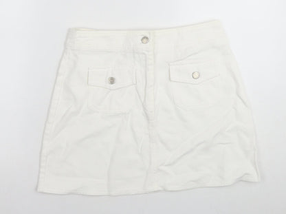 Suzie Womens White Cotton Mini Skirt Size 30 in Zip