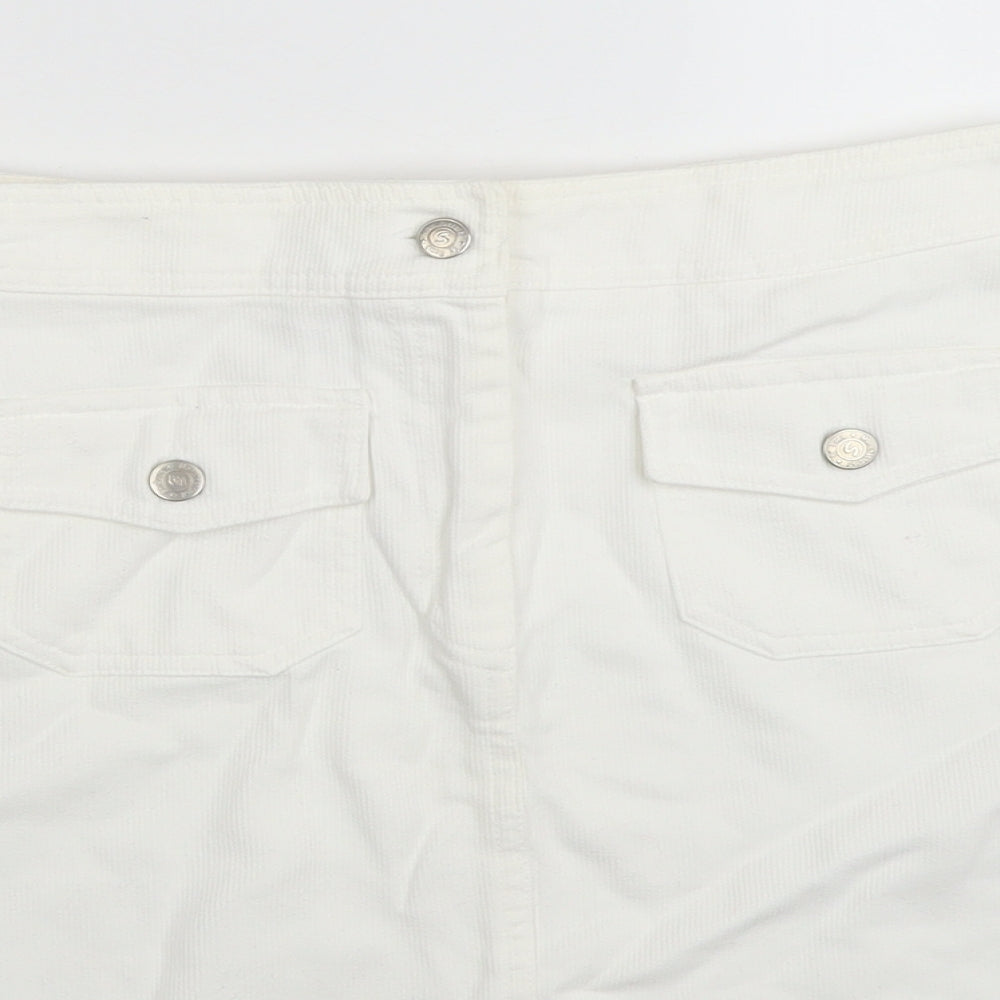 Suzie Womens White Cotton Mini Skirt Size 30 in Zip