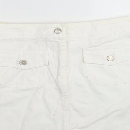 Suzie Womens White Cotton Mini Skirt Size 30 in Zip