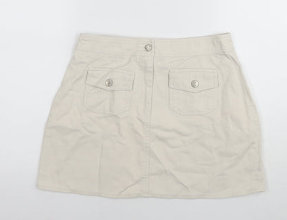 Suzie Womens Beige Cotton A-Line Skirt Size 30 in Zip