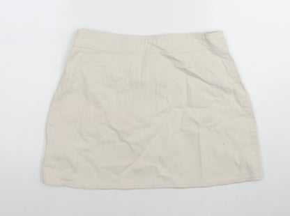 Suzie Womens Beige Cotton A-Line Skirt Size 30 in Zip
