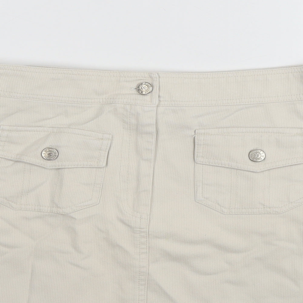 Suzie Womens Beige Cotton A-Line Skirt Size 30 in Zip