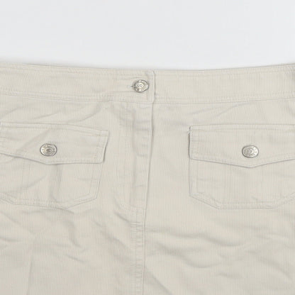 Suzie Womens Beige Cotton A-Line Skirt Size 30 in Zip