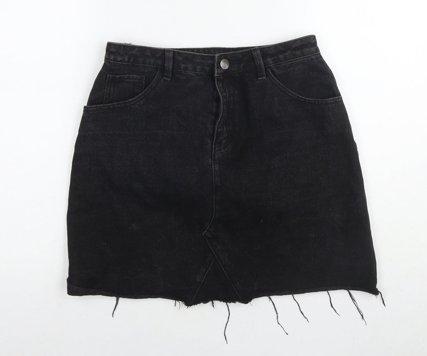 Peacocks Womens Black Cotton A-Line Skirt Size 10 Zip