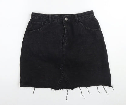 Peacocks Womens Black Cotton A-Line Skirt Size 10 Zip