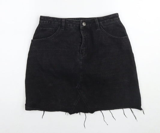 Peacocks Womens Black Cotton A-Line Skirt Size 10 Zip